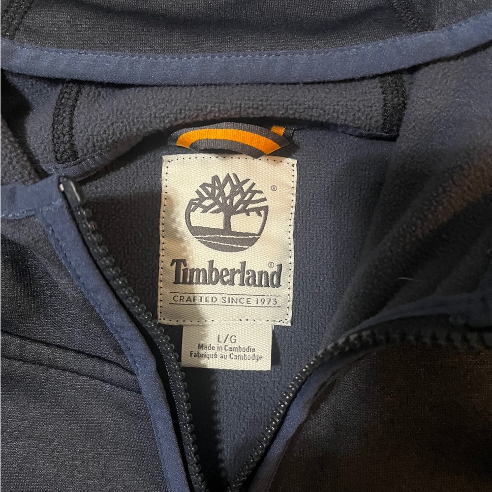 Timberland Full Zip Hooded Sweatshirt Fleece Lined Blue Mens Large - Picture 5 of 5